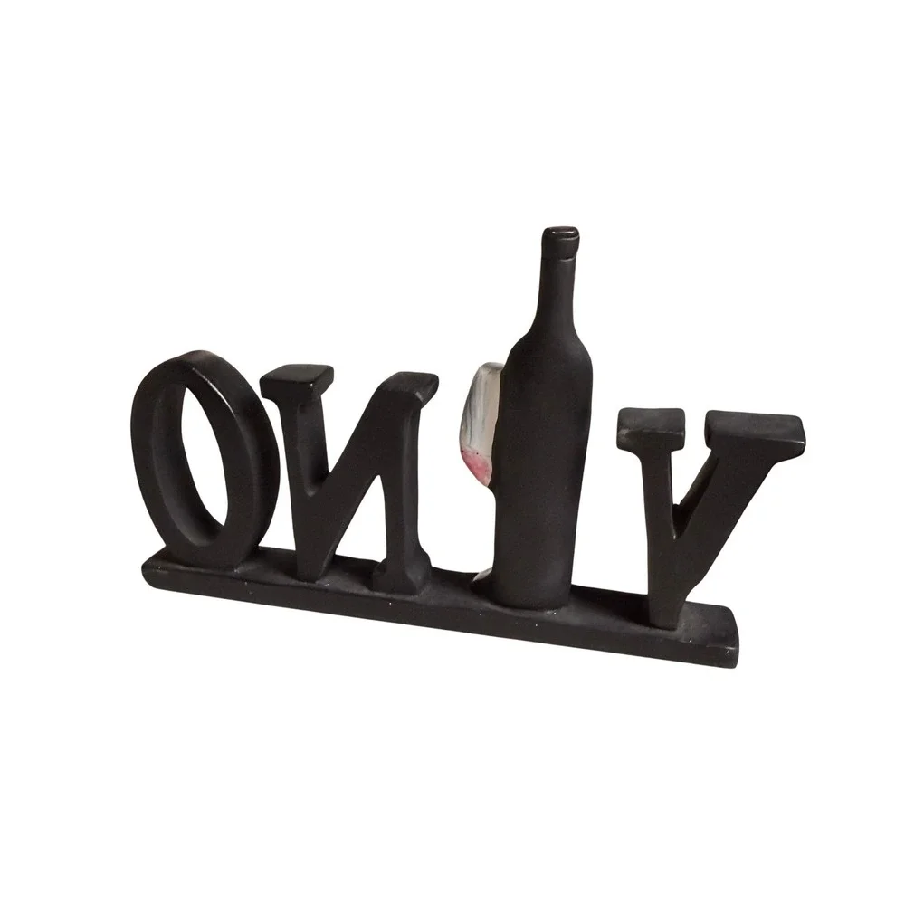 Vino Wine Bottle Sign‎ Black Kitchen Bar Home Shelf Decor Tuscan Grapes Gift